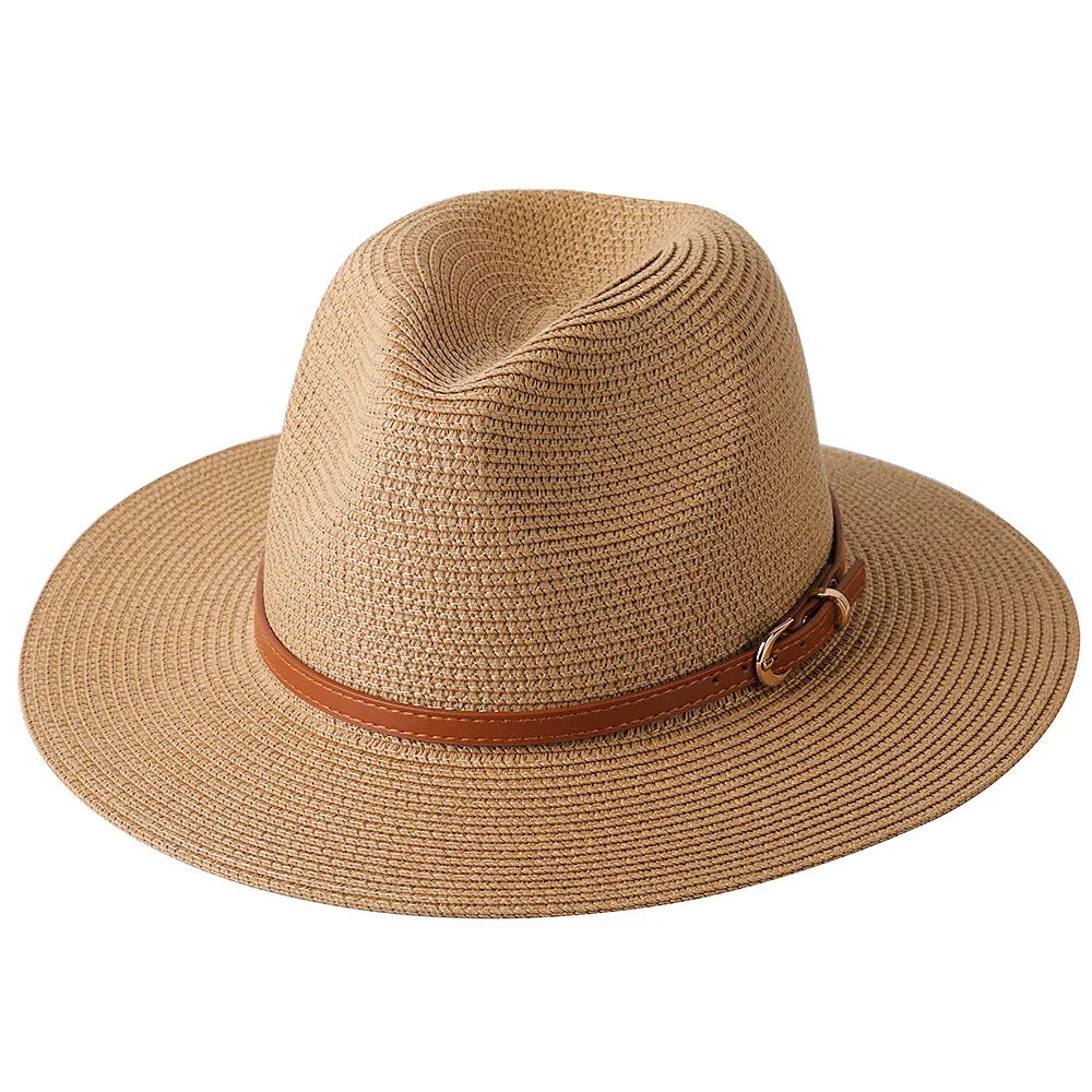 Panama Strohhut mit breiter Krempe – UV-Schutz Fedora für Damen und Herren, Größen 56-60 cm