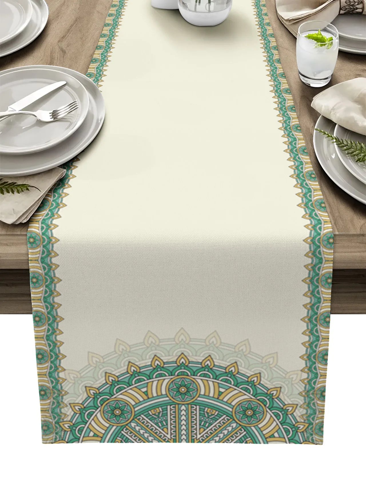 Individuell anpassbarer Leinen-Tischläufer mit Pflanzenmuster – Perfekt für Tischdekoration und besondere Anlässe