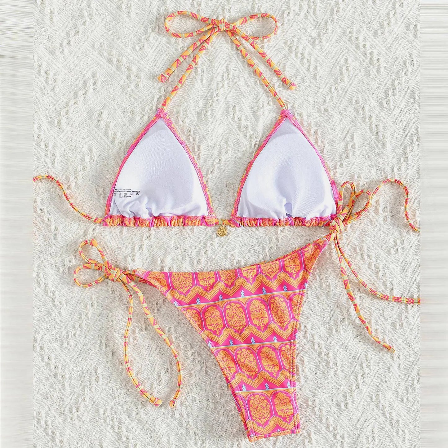 Elegantes Women's Bikini Set im Boho-Stil mit Floral Print – Sexy Triangle Bikinis mit Halterneck und Zweiteiligem Swimsuit
