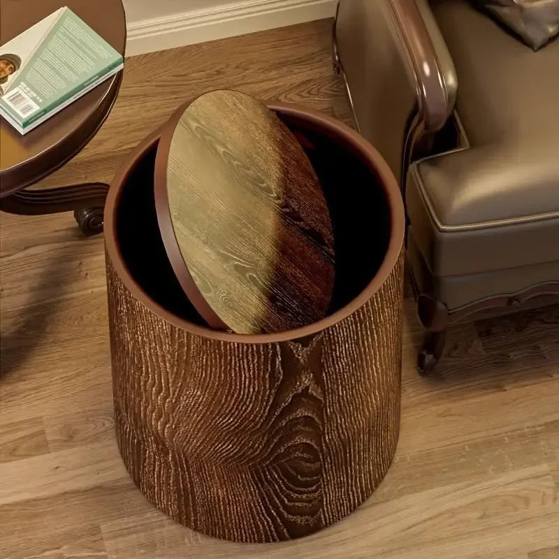 Holzoptik Abfalleimer Aufbewahrungseimer für Haushalt, Wohnzimmer, Küche, Büro und Toilette – Multifunktionaler Papierkorb