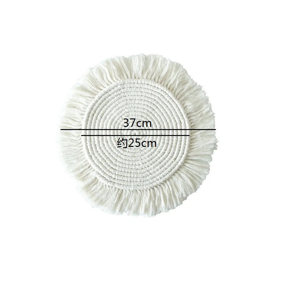 37 cm Baumwollgeflecht Untersetzer im Boho-Stil – Handgefertigte Makramee Tassenmatte, Rutschfeste Platzmatte für den Tisch