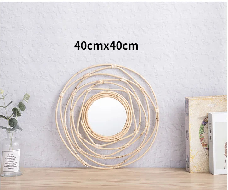 Rattan Wall Basket Decor Nordic INS Style Natural Wicker Woven Wall Hanging Ornament Kawaii Room Decor