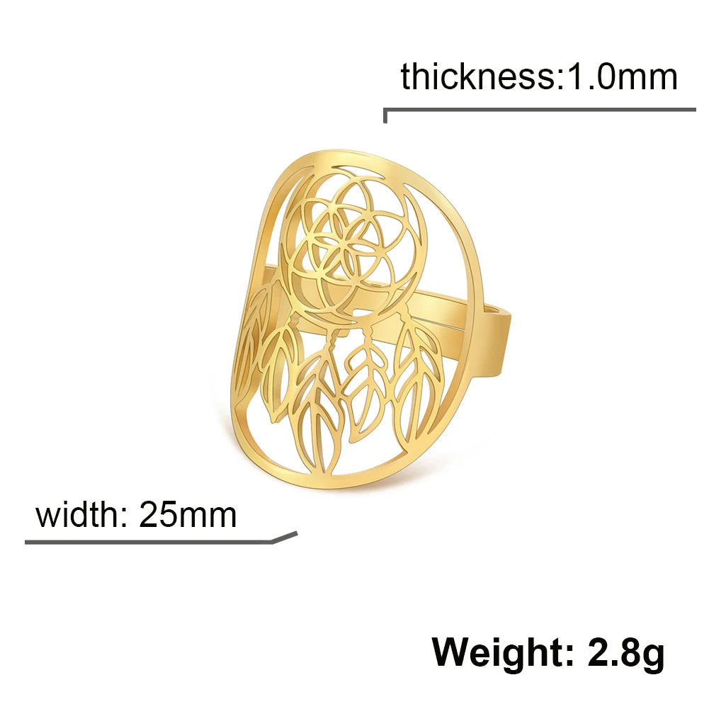 Skyrim Dream Catcher Ring – Verstellbarer Edelstahl-Ring in Gold für Damen | Perfektes Geschenk