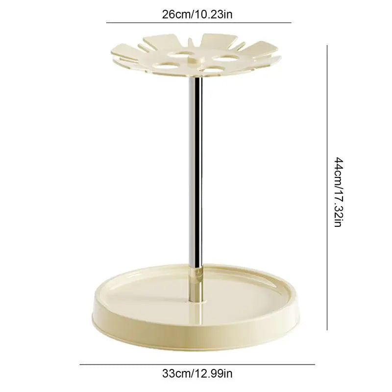 Rustfreier Schirmständer für den Eingangsbereich mit 4 Fächern – Runde Stahlhalterung mit Regenwasserauffangschale