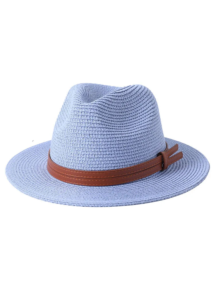 Panama Strohhut mit breiter Krempe – UV-Schutz Fedora für Damen und Herren, Größen 56-60 cm