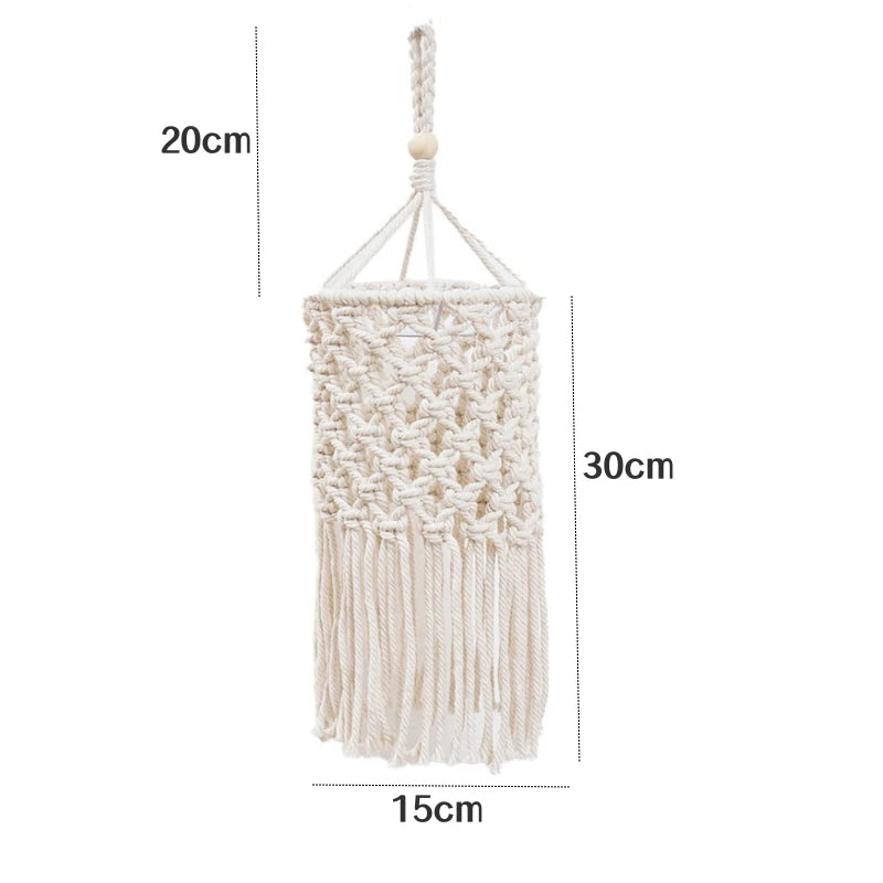 Boho Makramee Lampenschirm – Handgewebter DIY LED Kronleuchter Lampenschirm für Wohnzimmer und Tischlampen