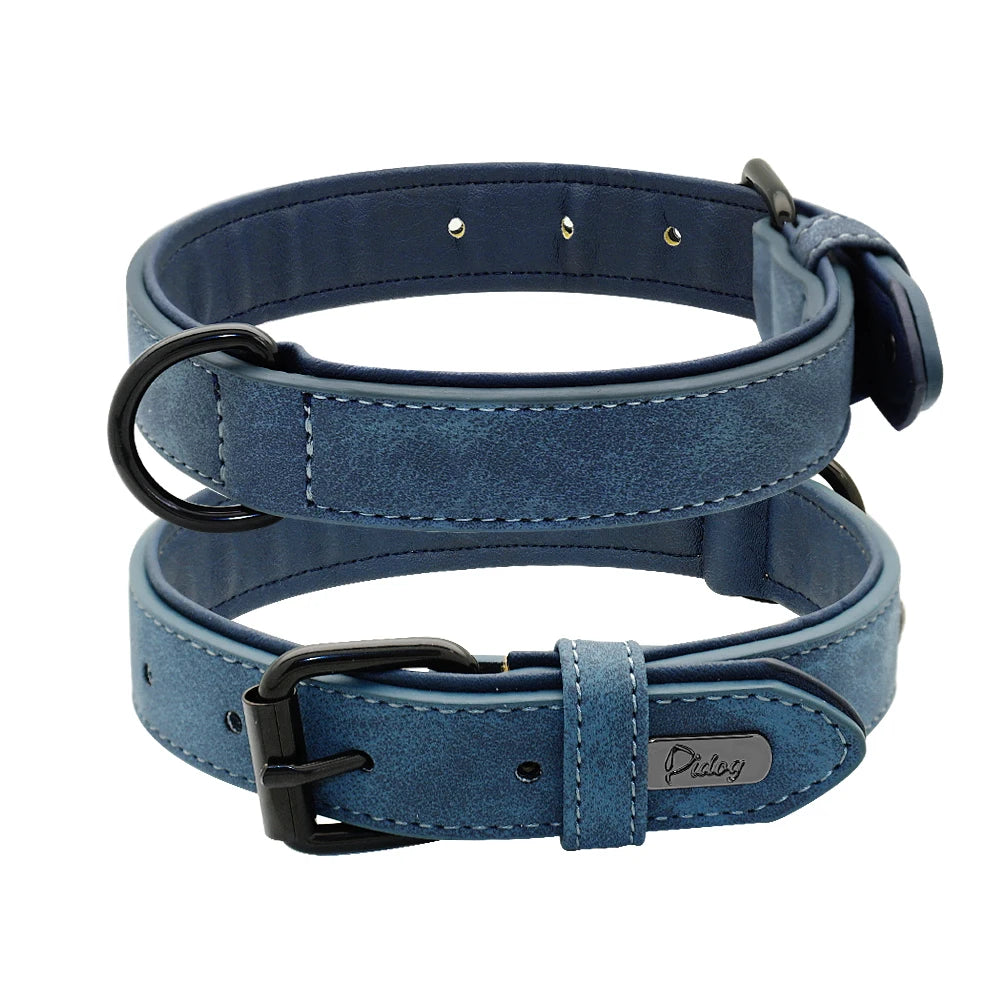 PU-Leder Hundehalsband mit Weicher Polsterung – Verstellbar für Kleine, Mittlere & Große Hunde, Ideal für Pitbull, Labrador & Pug