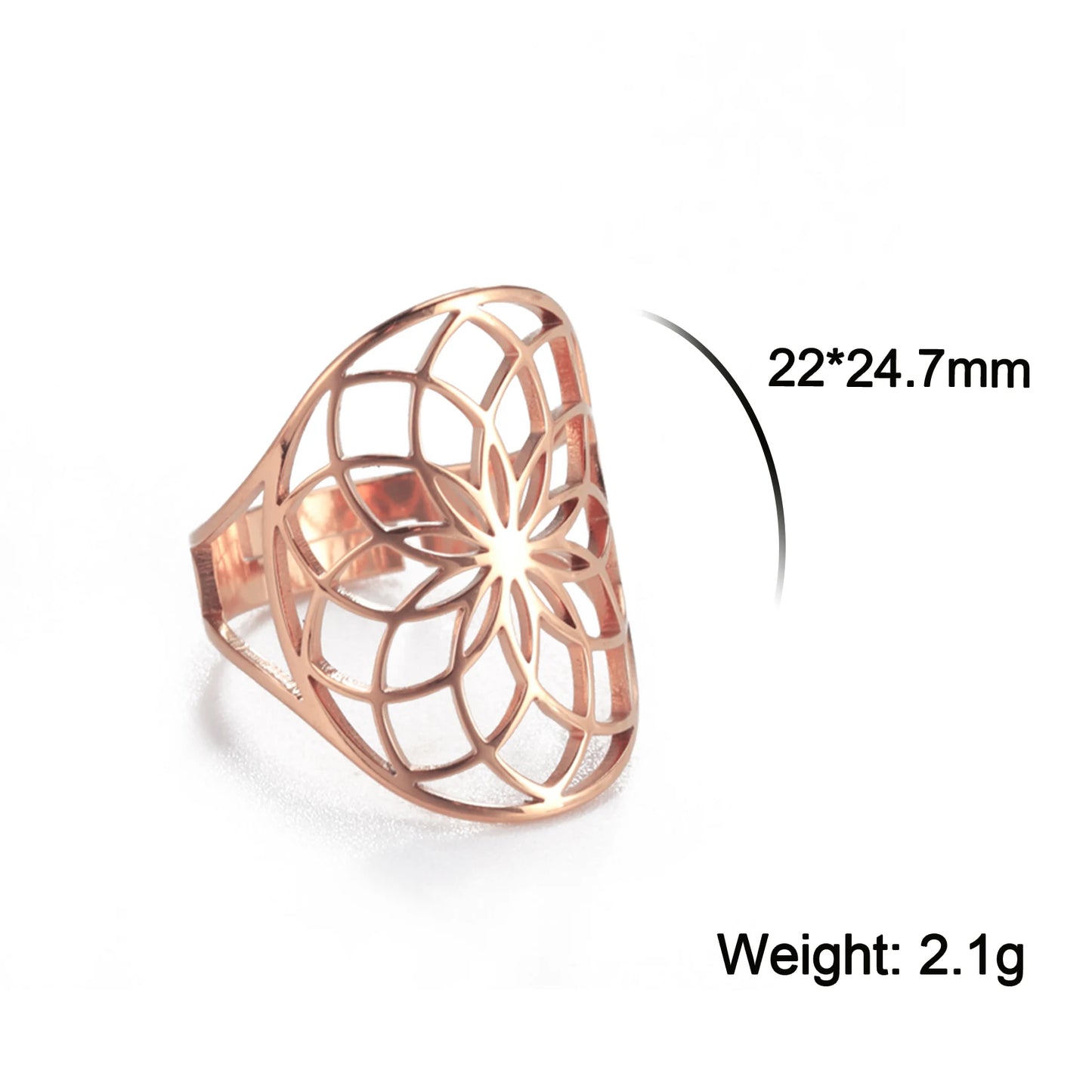 Unift Flower of Life Ring – Verstellbarer Edelstahlring für Damen und Herren | Vintage Geometrisches Design