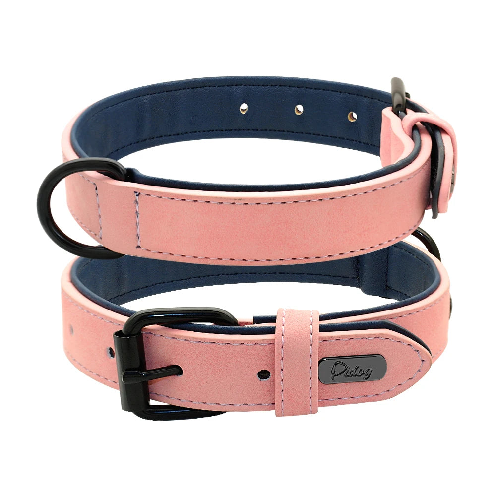 PU-Leder Hundehalsband mit Weicher Polsterung – Verstellbar für Kleine, Mittlere & Große Hunde, Ideal für Pitbull, Labrador & Pug