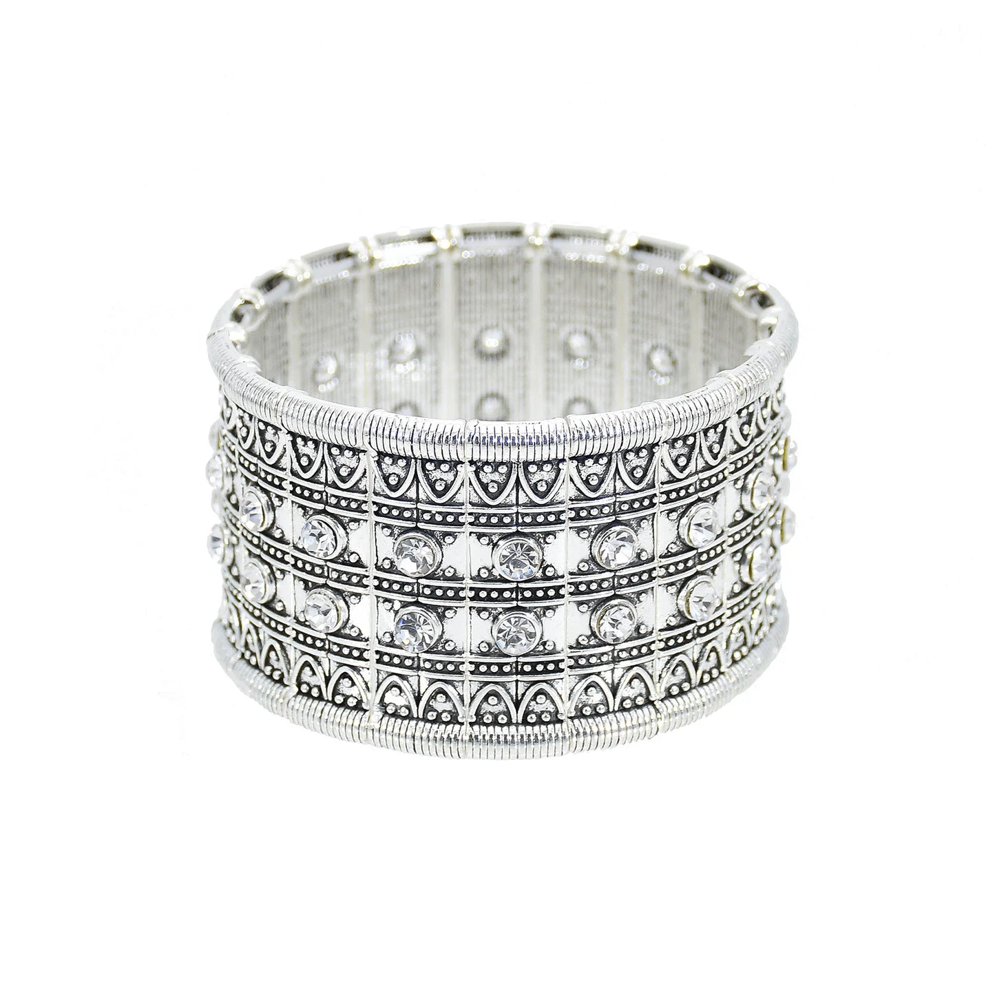 Gypsy Tribal Tibetan Bracelet für Damen & Herren – Boho Vintage Silber Turquoise Elastisches Bangle – Afghanisches, Türkisches, Ethnisches Indisches Schmuckstück