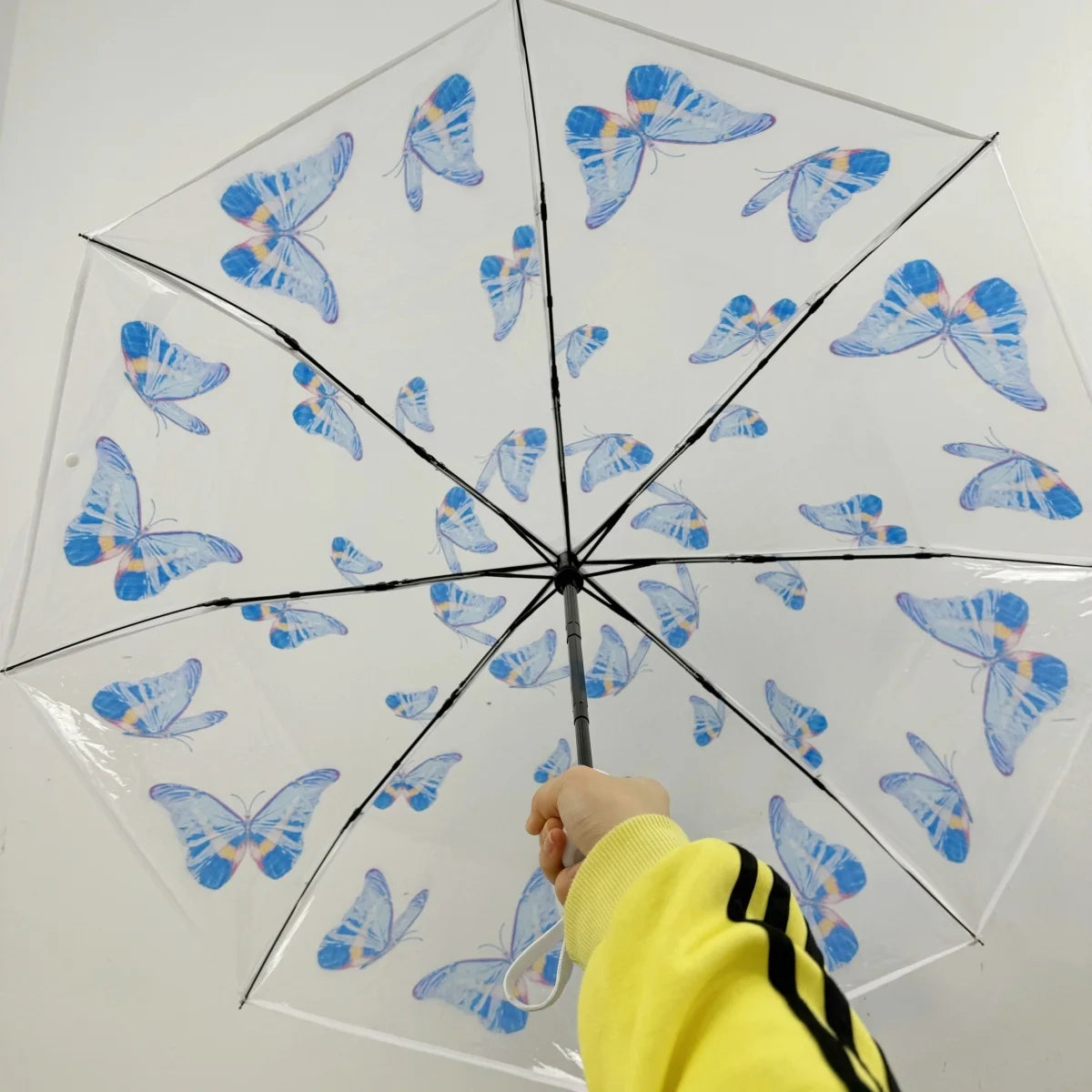 Eleganter Schmetterlings-Regenschirm – Transparentes PVC-Design mit Automatik- und Handöffnung