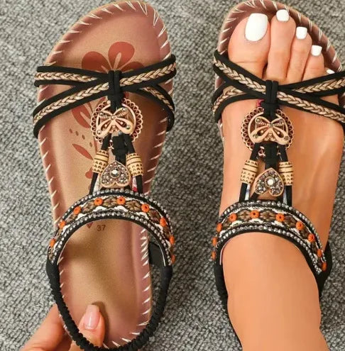 Modische Plus-Size Sandalen für Damen 35-43 – Sommerliche Komfort-Schuhe mit Strasssteinen und runder Zehenpartie