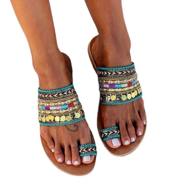 Sommerliche Boho Slipper für Damen – Bequeme, Atemberaubende Griechische Stil Sandalen für den Alltag und Strand