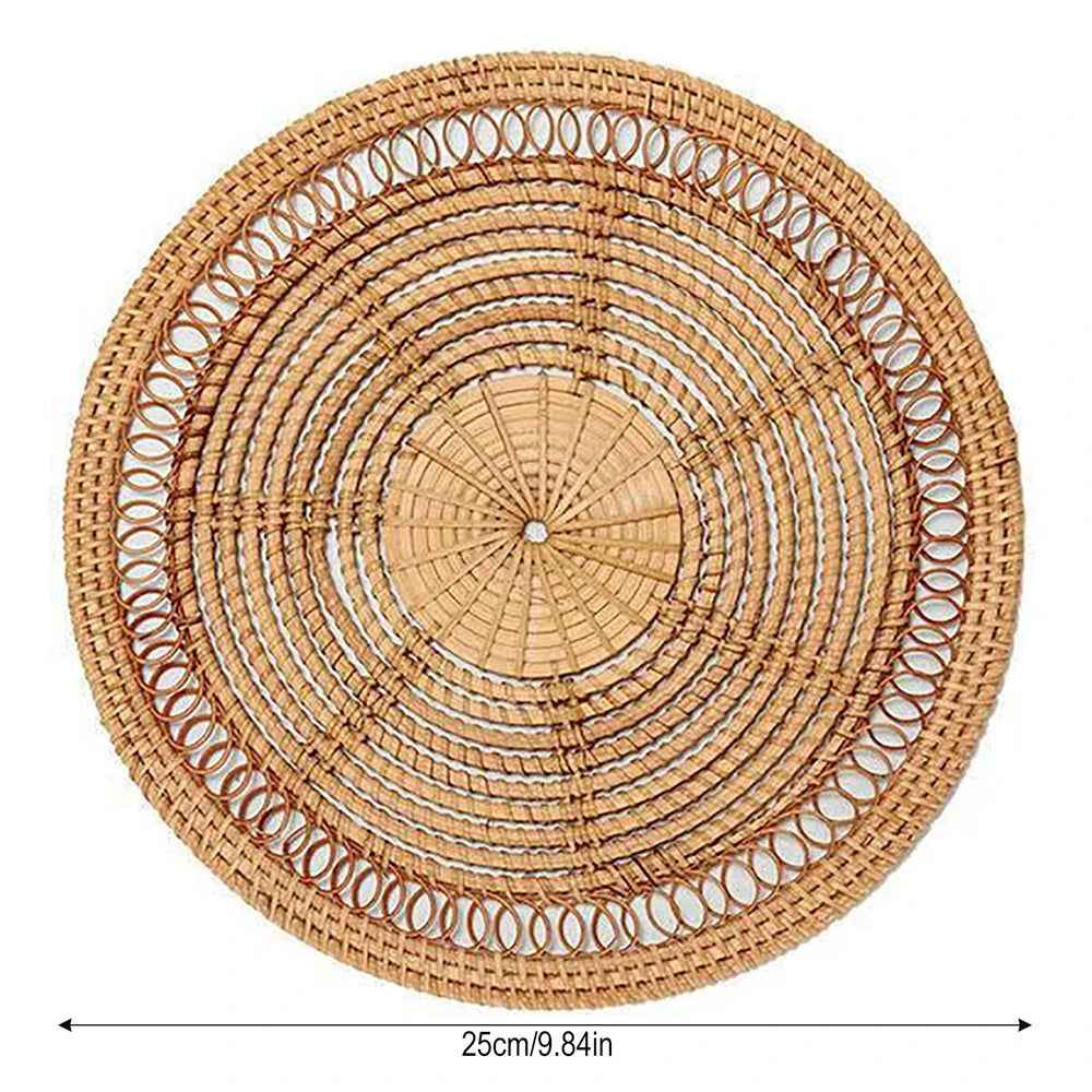 Handgefertigte Rattan Macrame Platzsets – Boho Coaster mit Fransen für Esszimmer, Küche & Hochzeitsdekoration