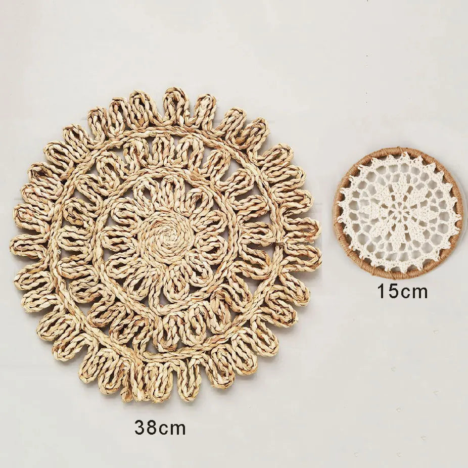 Rattan Wall Basket Decor Nordic INS Style Natural Wicker Woven Wall Hanging Ornament Kawaii Room Decor