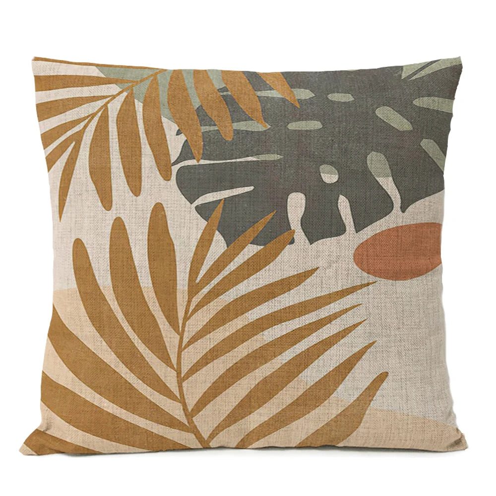 Boho Leaf Monstera Rainbow Sun Kissenbezug – Geometrisches Nordic Design für Ihr Zuhause