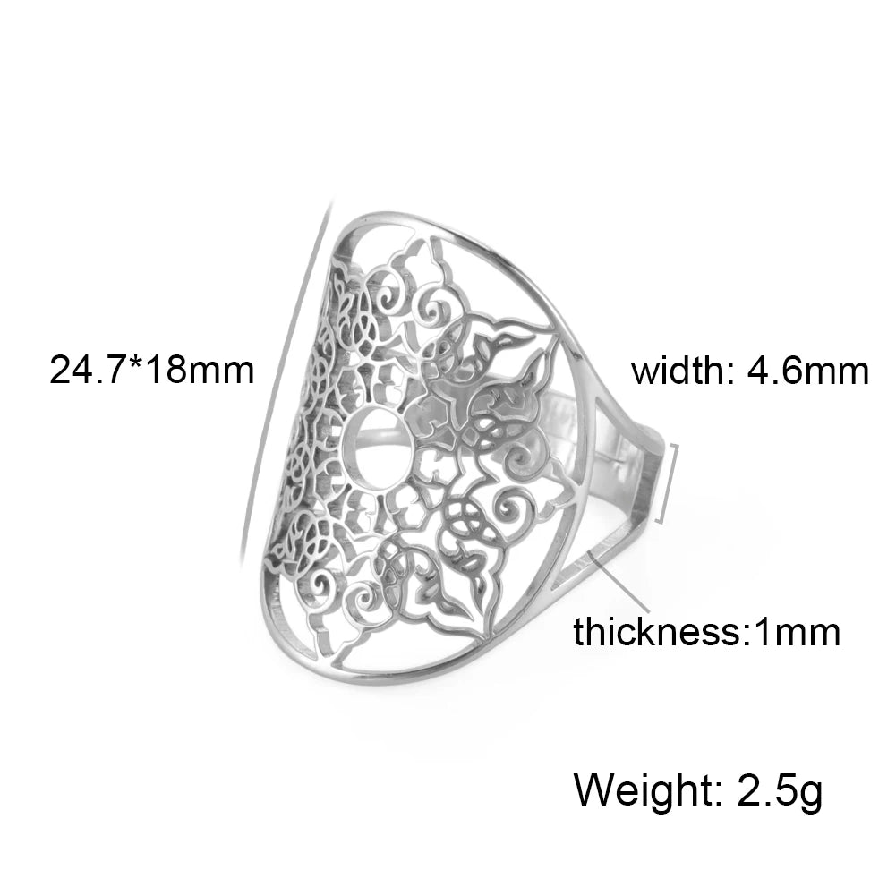 Unift Flower of Life Ring – Verstellbarer Edelstahlring für Damen und Herren | Vintage Geometrisches Design