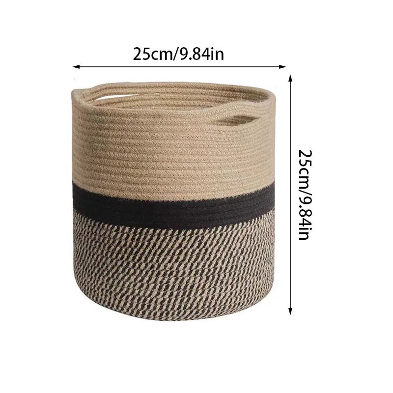 Handmade Cotton Rope Woven Baskets Flower Pot Holder Kids Toys Clothes Sundries Storage Bag Laundry Basket Foldable Home Decor