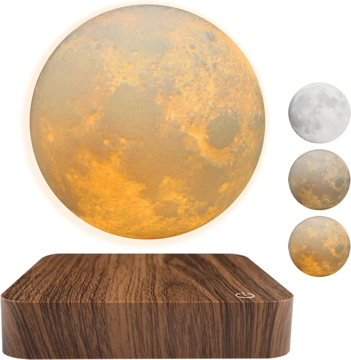 Levitating Moon Lamp – Kreative Schwebende 3D Gedruckte LED-Tischlampe mit Holzsockel für Büro, Schlafzimmer und als Geschenk