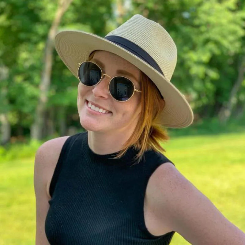 Panama Strohhut in XL-Größe (61-64 cm) – Sommerlicher Fedora für Damen und Herren mit breiter Krempe und UV-Schutz
