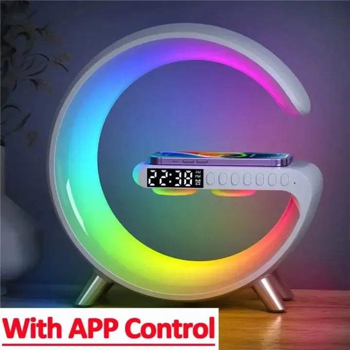 Original Big G 15W Wireless Charger Stand mit LED RGB Licht, Lautsprecher & APP Steuerung – Schnelles Laden für iPhone und Samsung