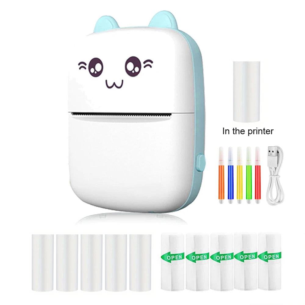 Mini HD Tragbarer Thermodrucker – Bluetooth Etikettendrucker für Studenten, Fehlernotizen und Taschen-Druck ohne Tinte