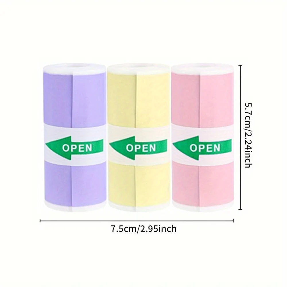 3 Rollen Mini-Druckerpapier, Thermopapier, Druckbare Sticker für Pocket-Thermodrucker