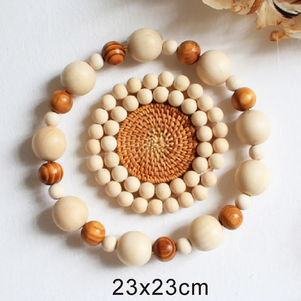 Rattan Wall Basket Decor Nordic INS Style Natural Wicker Woven Wall Hanging Ornament Kawaii Room Decor