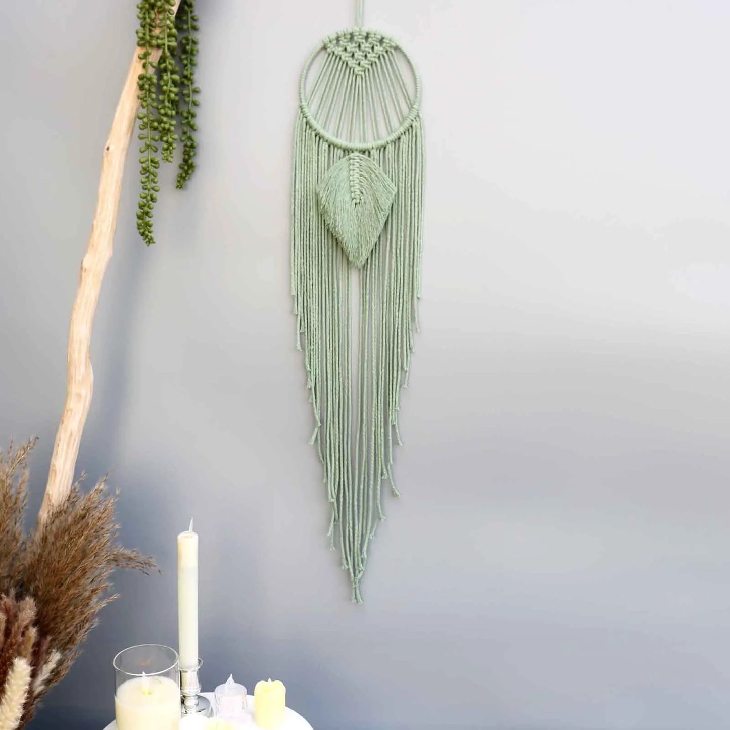 Macrame Traumfänger Wanddeko – Mond, Stern, Kreis & Herz – Boho Tapestry für Zuhause – Nordic Stil Geschenk