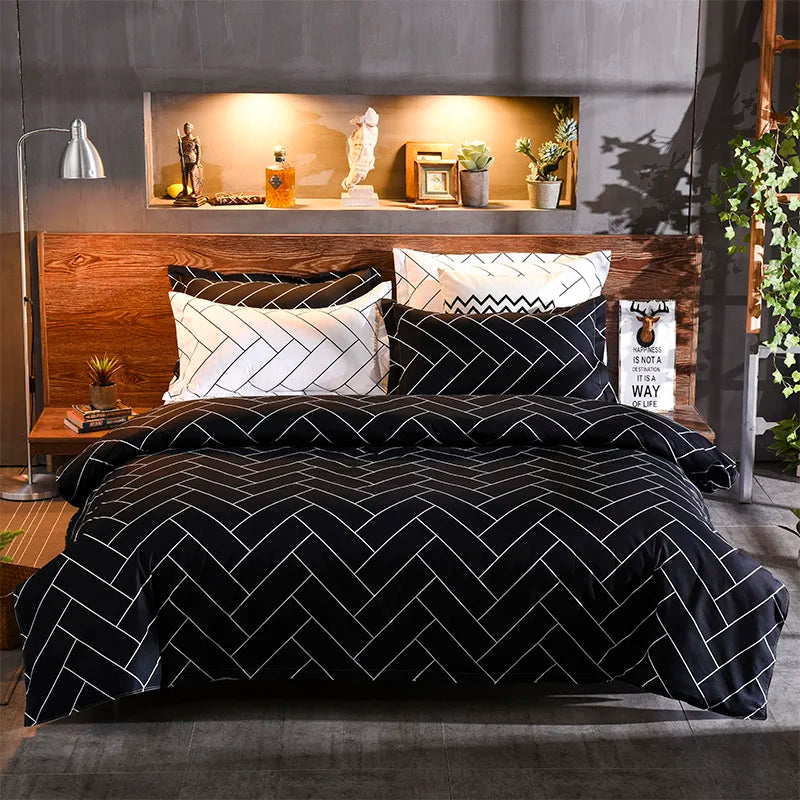 Boho Geometric Duvet Cover Set – Wendbares 3-teiliges Set in Twin und King Größe mit Streifen-/Chevron-Muster – Luxuriöses, Weiches Bettwäsche-Set