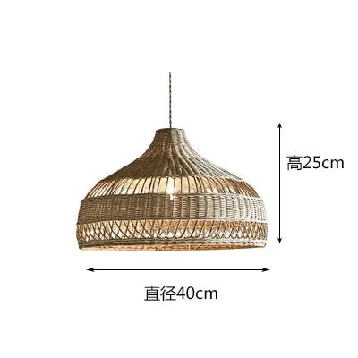 Handgewebte Rattan LED Pendelleuchte im Retro-Stil – Kreative Chinesische Lampen für Restaurant, Hotel, Flur und Landhausdekoration