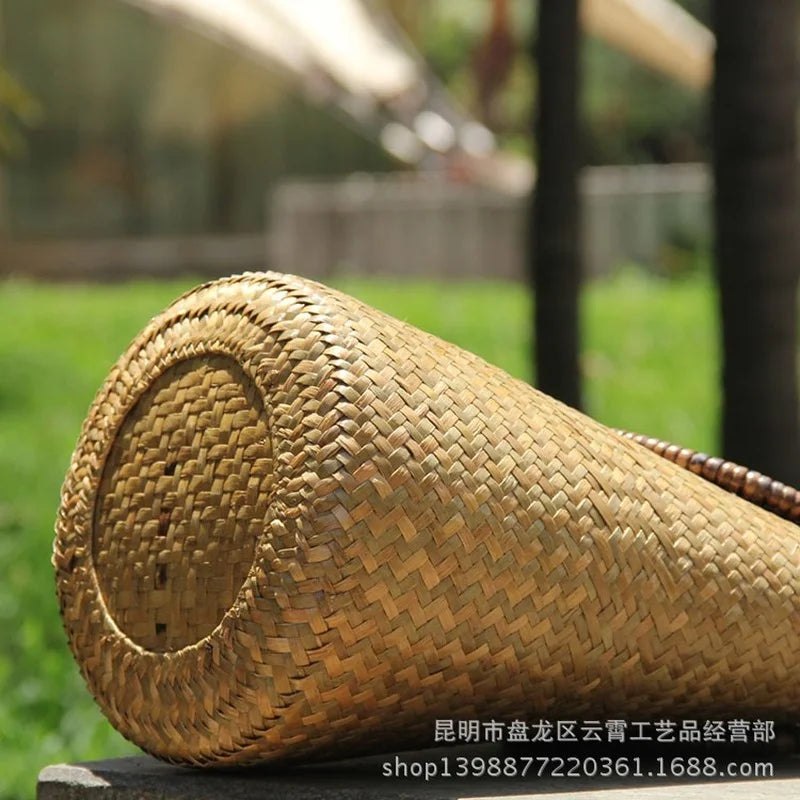 Vintage Rattan Bucket Handtasche – Stilvolle Strohtasche für Jeden Anlass