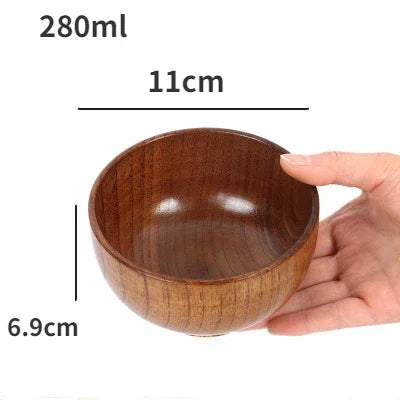Handgefertigte Japanische Holzschale aus Jujube-Holz – Kleine Suppe- & Salatschalen für Kinder und Erwachsene, Retro Tischgeschirr