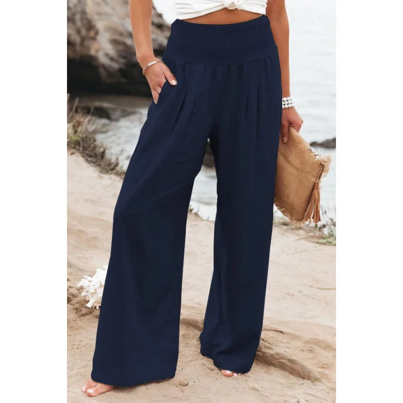 TEELYNN Casual High-Waist Wide Leg Pants für Damen – Bequeme Baumwoll-Leinen Hose im Boho-Stil, Ideal für den Sommer, in XXXL-Größe