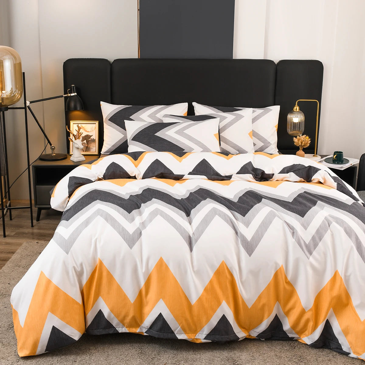 Boho Geometric Duvet Cover Set – Wendbares 3-teiliges Set in Twin und King Größe mit Streifen-/Chevron-Muster – Luxuriöses, Weiches Bettwäsche-Set