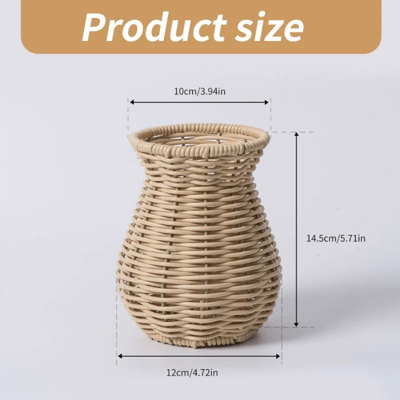 Rattan Woven Vase – Langlebige und Wasserdichte Dekovase für Trockene Blumen