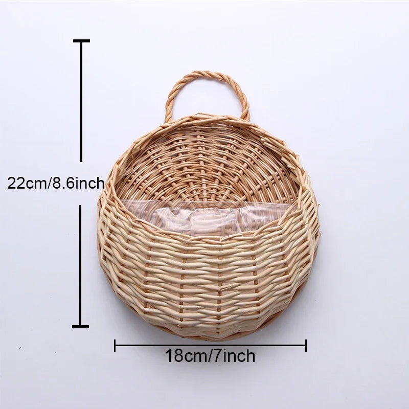 Handgefertigter Rattan Hängetopf – Wicker Blumenkorb für Wandmontage, Garten & Heimdekoration