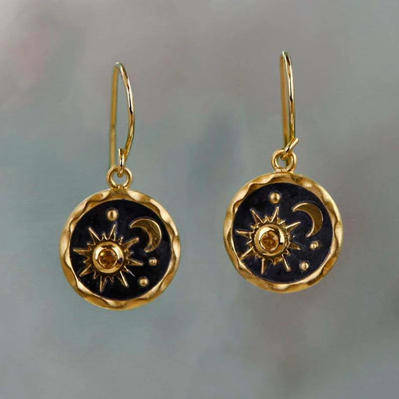 Sonne und Mond Anhänger Ohrringe – Einfache und Extravaganze Earring für Frauen