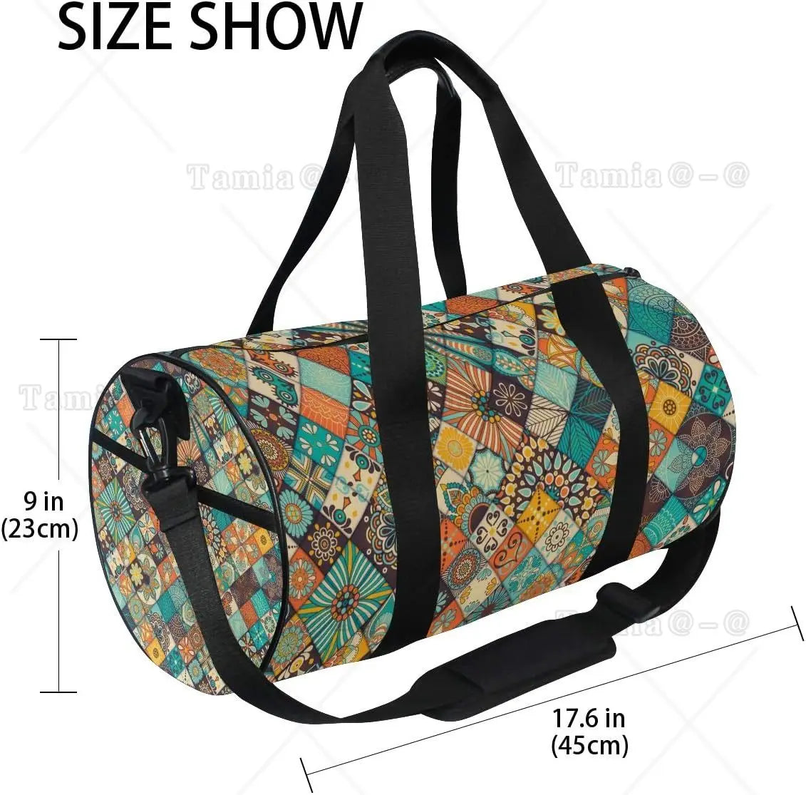 Bohemian Mandala Patchwork Sporttasche – Vielseitige Reise-, Fitnessstudio- und Schultertasche für Männer, Frauen und Kinder