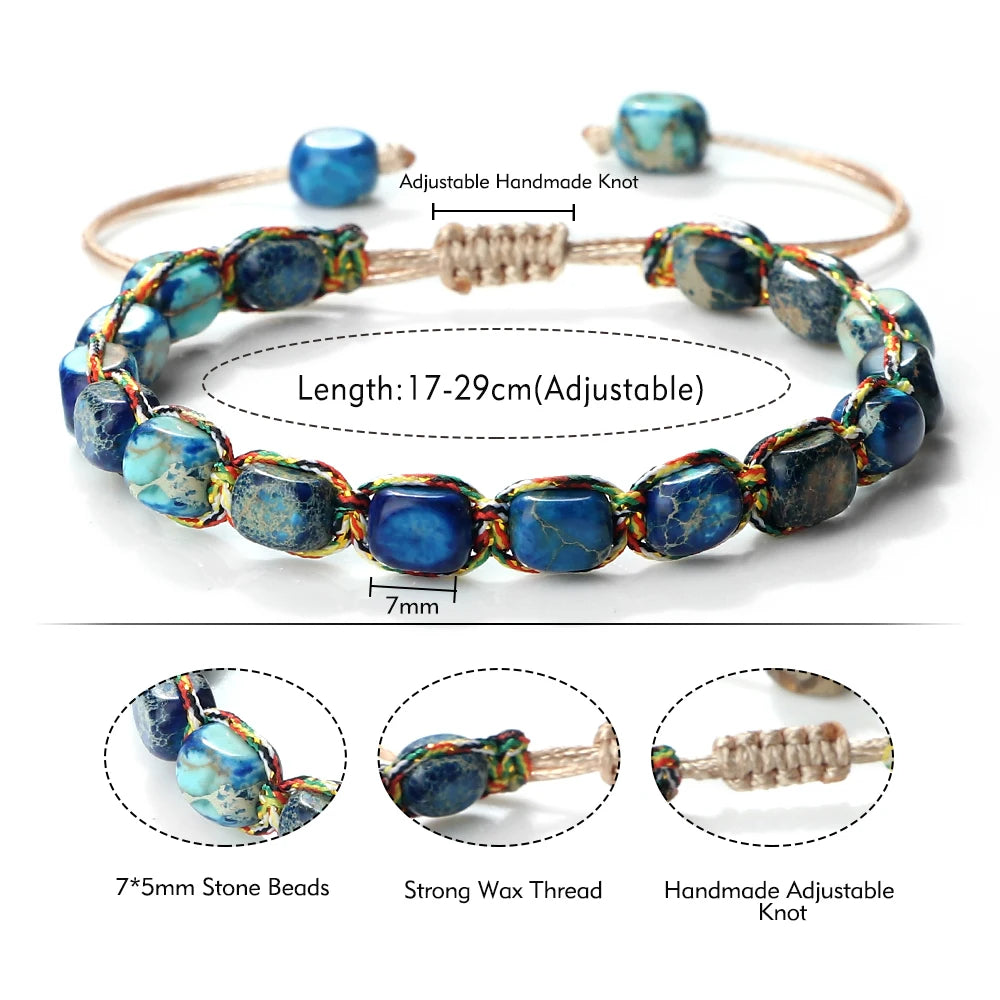 Boho Imperial Stone Beaded Armband – Handgemachter Geflochtener Freundschaftsarmreif im Vintage-Stil