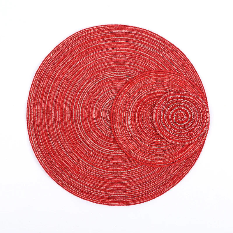 6er Set Leinen Platzsets – Runde Tischmatten für Dinner, Frühstück & Hitzeschutz im Boho-Stil