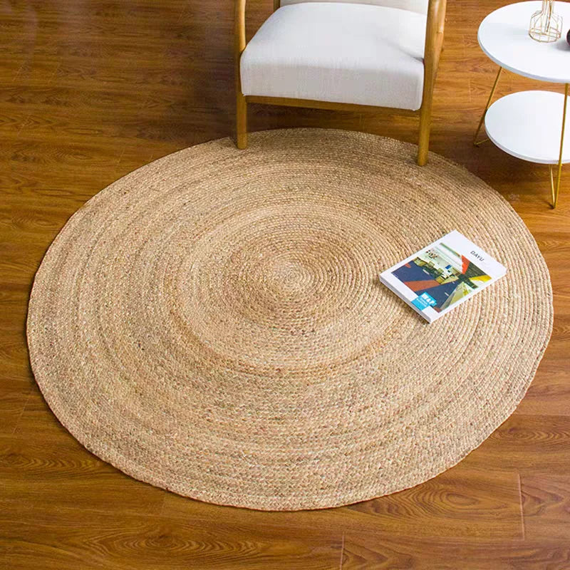 Natürliche Rattan-Oval- und Rundteppiche für Wohnzimmer und Schlafzimmer – Japanischer Stil, Handgewebte Strohteppiche aus Schilfrohrgras für Zuhause