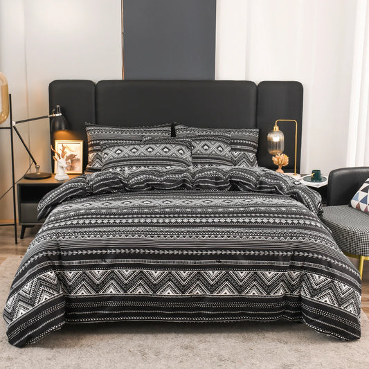 Boho Geometric Duvet Cover Set – Wendbares 3-teiliges Set in Twin und King Größe mit Streifen-/Chevron-Muster – Luxuriöses, Weiches Bettwäsche-Set