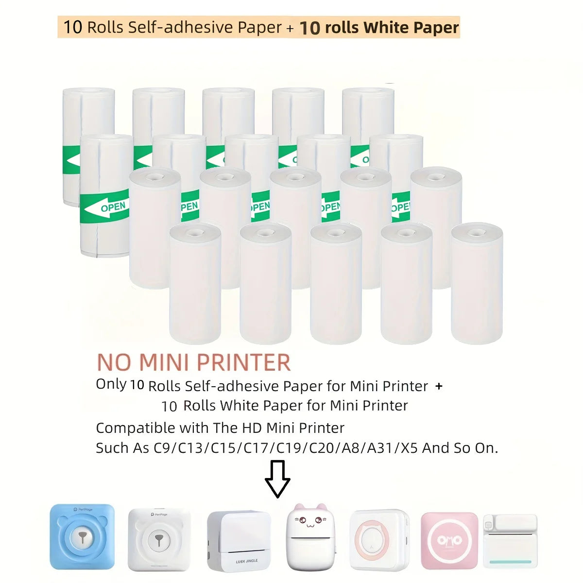Thermalpapier Mini-Druck Selbstklebende Etiketten – 57mm Rollen für Mini-Drucker & Kinderkameras