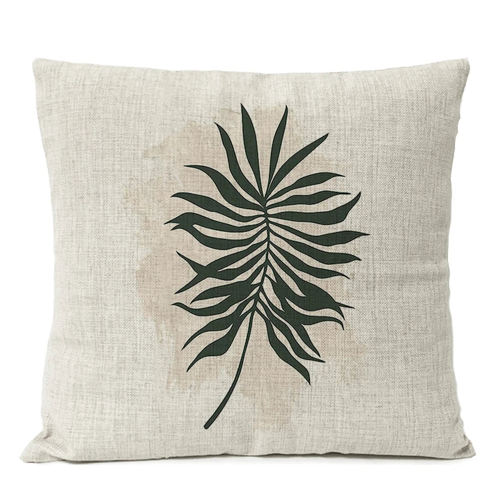 Boho Leaf Monstera Rainbow Sun Kissenbezug – Geometrisches Nordic Design für Ihr Zuhause