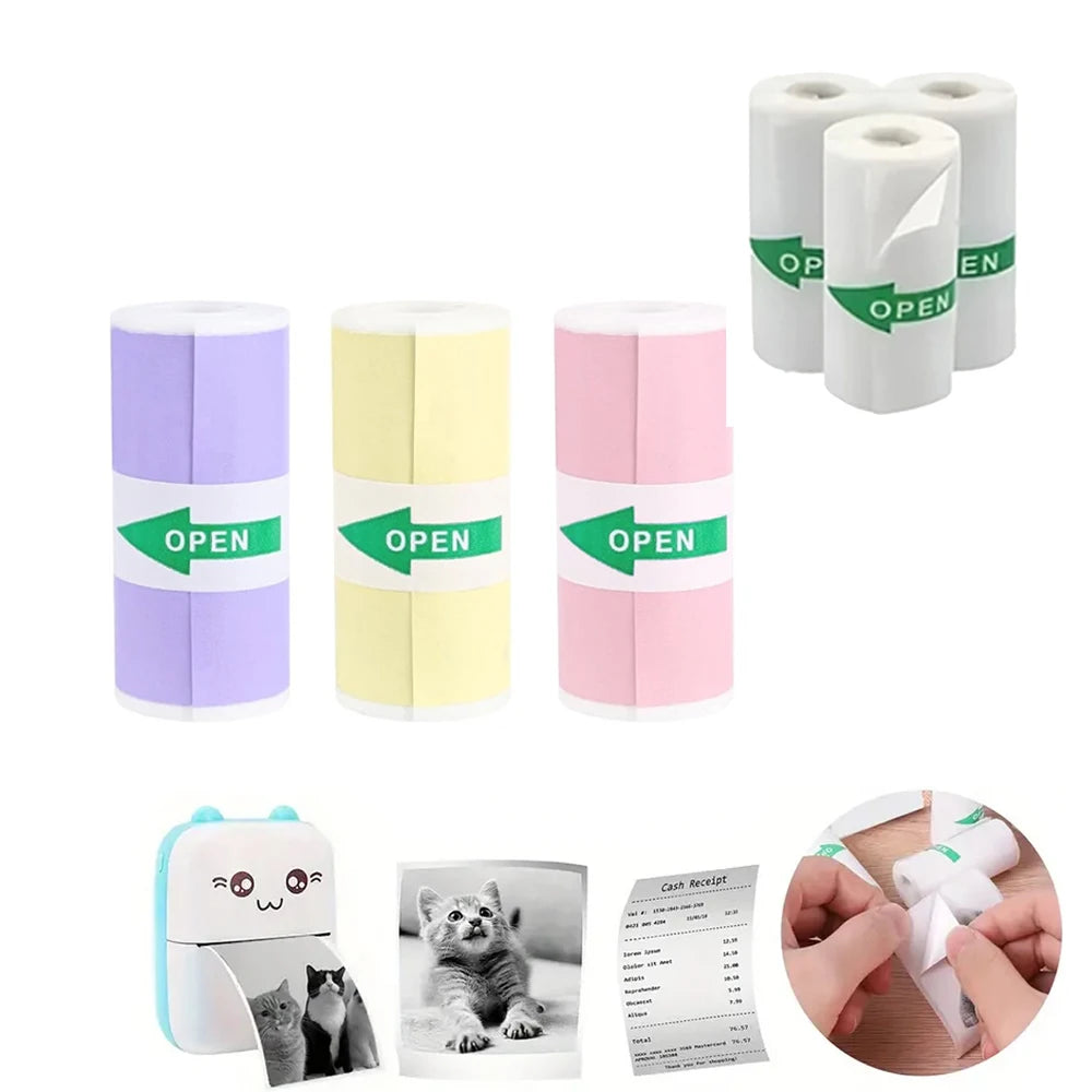 3 Rollen Mini-Druckerpapier, Thermopapier, Druckbare Sticker für Pocket-Thermodrucker