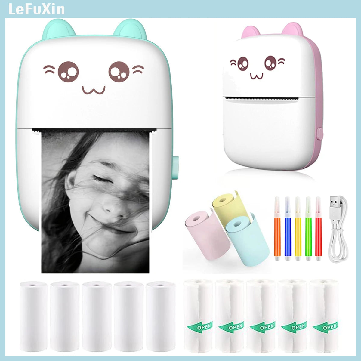 Mini HD Tragbarer Thermodrucker – Bluetooth Etikettendrucker für Studenten, Fehlernotizen und Taschen-Druck ohne Tinte