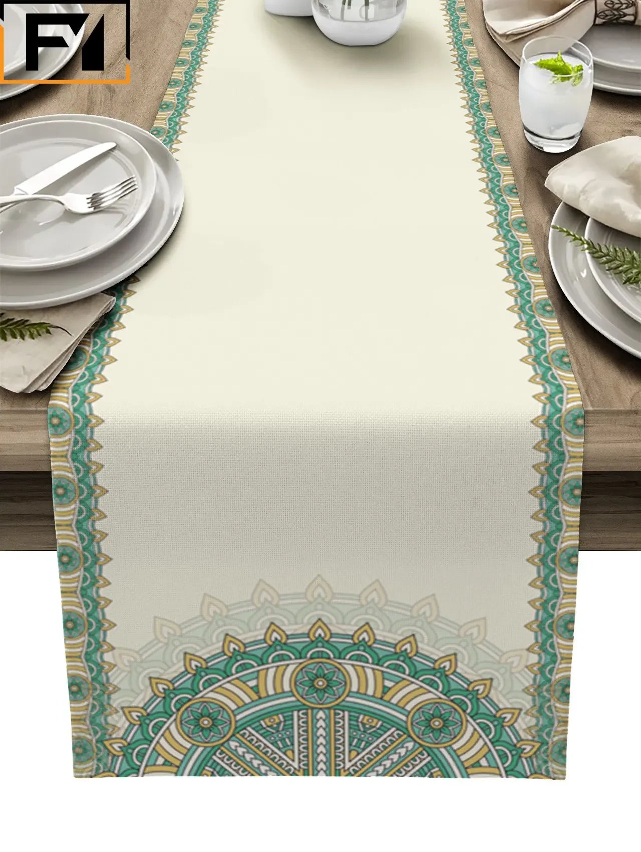 Individuell anpassbarer Leinen-Tischläufer mit Pflanzenmuster – Perfekt für Tischdekoration und besondere Anlässe