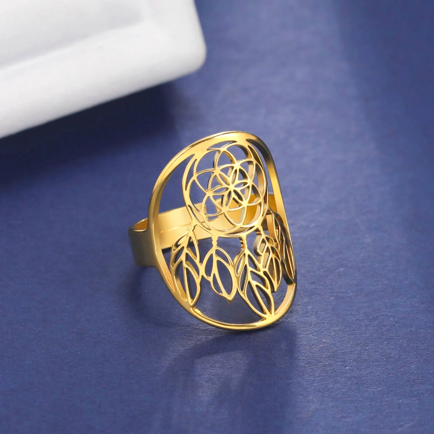 Skyrim Dream Catcher Ring – Verstellbarer Edelstahl-Ring in Gold für Damen | Perfektes Geschenk