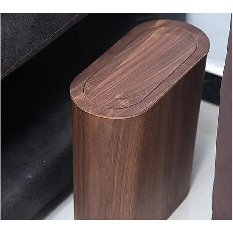 Papierkorb aus massivem Holz - Nordischer Holz-Müllbehälter mit Deckel, große Kapazität für Küche und kreative Aufbewahrungslösungen